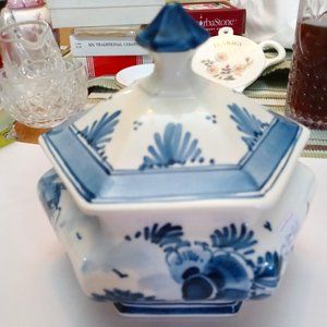 Vintage Handpainted Delft Ginger Jar